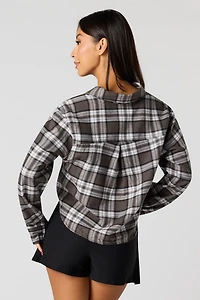 Haut court boutonné en flanelle