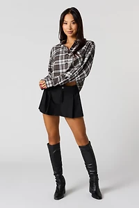 Haut court boutonné en flanelle