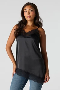 Lace Satin Asymmetrical Cami