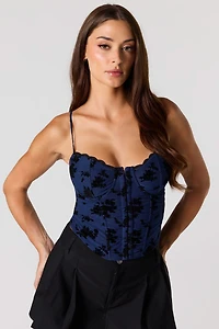 Floral Mesh Corset Tank