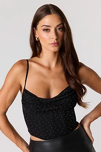 Rhinestone Mesh Corset Tank
