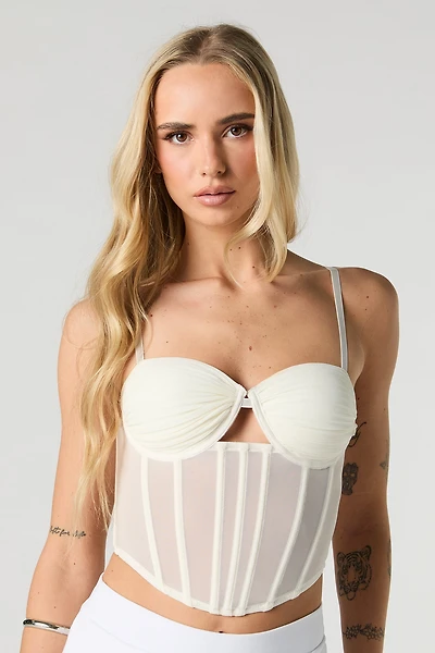 Débardeur corset ruché en filet