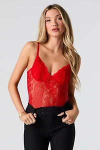 Maillot-bustier en dentelle fleurie