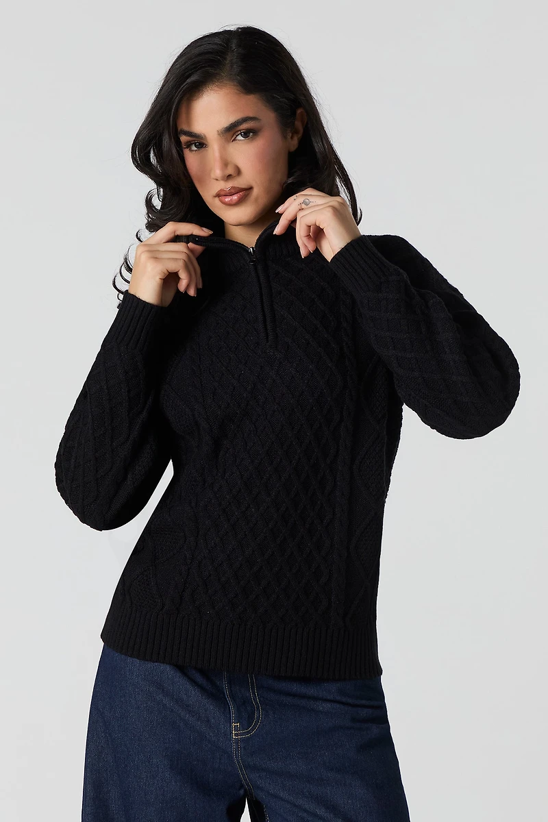 Cable Knit Quarter Zip Sweater
