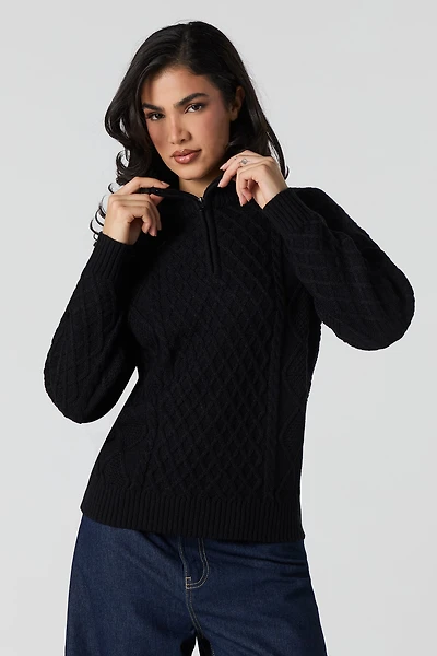 Cable Knit Quarter Zip Sweater