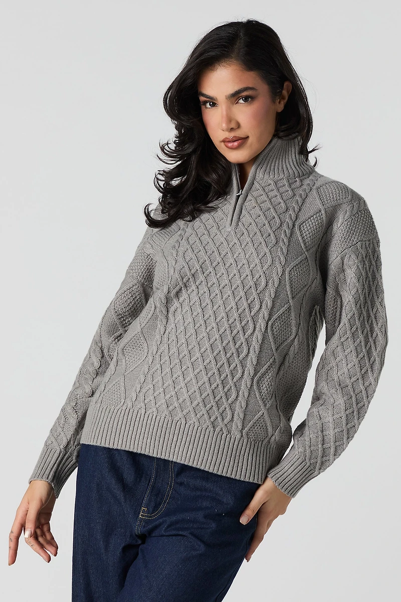 Cable Knit Quarter Zip Sweater