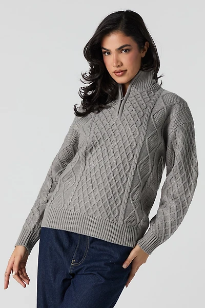 Cable Knit Quarter Zip Sweater