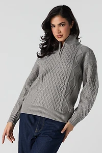 Cable Knit Quarter Zip Sweater