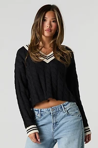 Cable Knit V-Neck Sweater