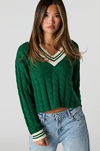 Cable Knit V-Neck Sweater