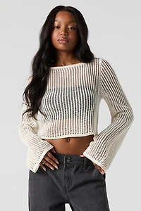Crochet Long Sleeve Crop Top