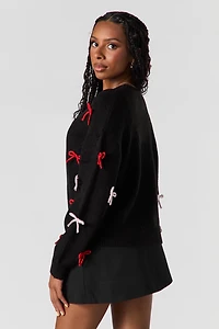 3D Bow Mossy Knit Sweater