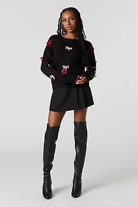 3D Bow Mossy Knit Sweater