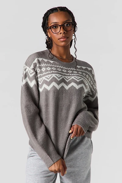 Mossy Jacquard Knit Sweater