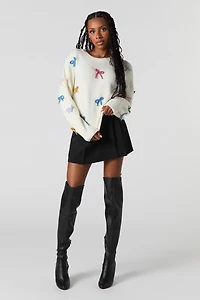 3D Bow Mossy Knit Sweater