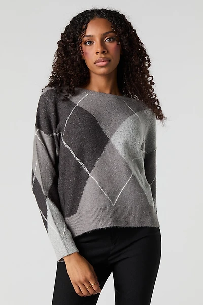 Argyle Mossy Knit Sweater