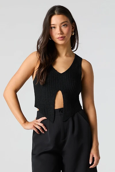 Ribbed Knit Split Hem Tank