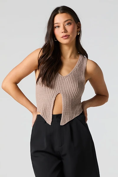 Débardeur en tricot côtelé avec ouverture