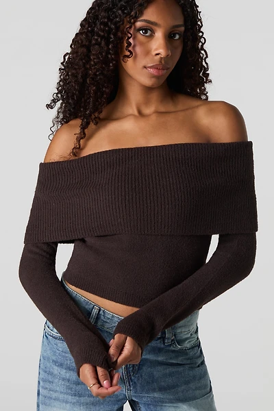 Chandail à épaules dénudées en tricot doux