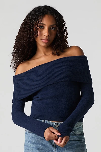 Chandail à épaules dénudées en tricot doux
