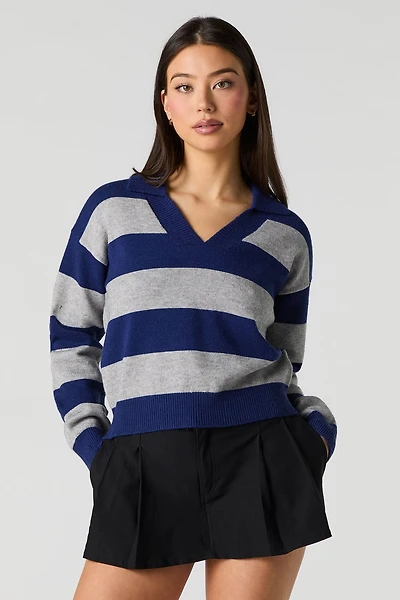 Chandail en tricot rayé avec col