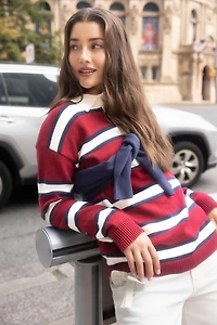 Knit Button-Up Collared Long Sleeve Top