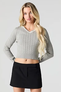 Cable Knit V-Neck Sweater