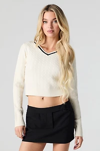 Cable Knit V-Neck Sweater