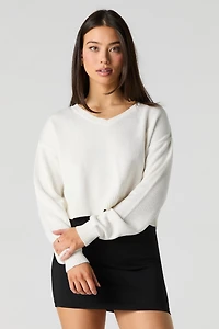 Cropped V-Neck Sweater