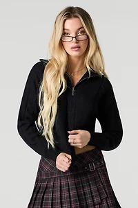 Cable Knit Quarter Zip Sweater