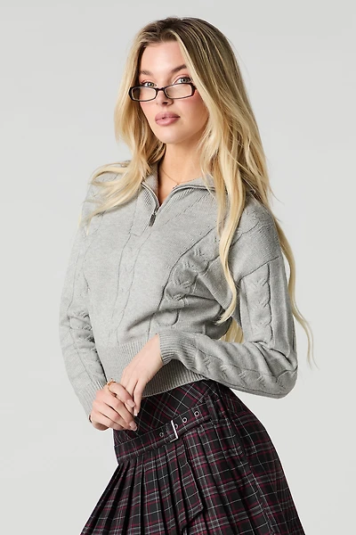 Cable Knit Quarter Zip Sweater