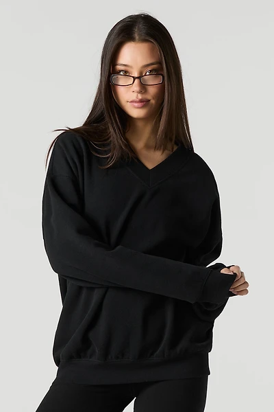 Fleece V-Neck Sweatshirt