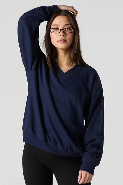 Fleece V-Neck Sweatshirt