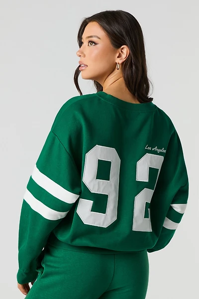 LA Embroidered Fleece Cropped Sweatshirt