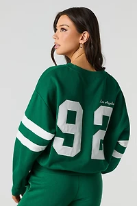 LA Embroidered Fleece Cropped Sweatshirt