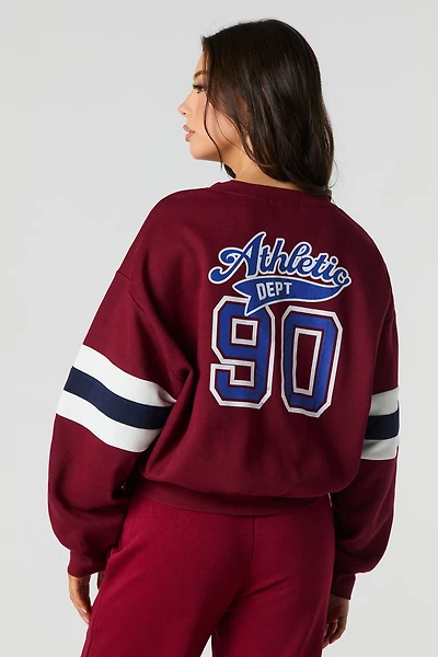 Athletic Graphic Fleece Cropped Sweatshirt
