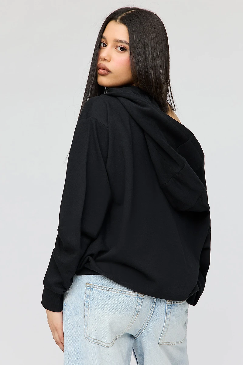 French Terry Multiway Off-Shoulder Hoodie