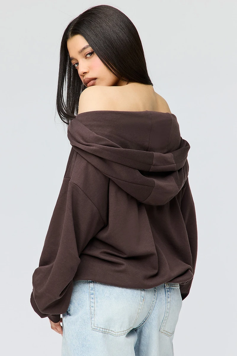French Terry Multiway Off-Shoulder Hoodie
