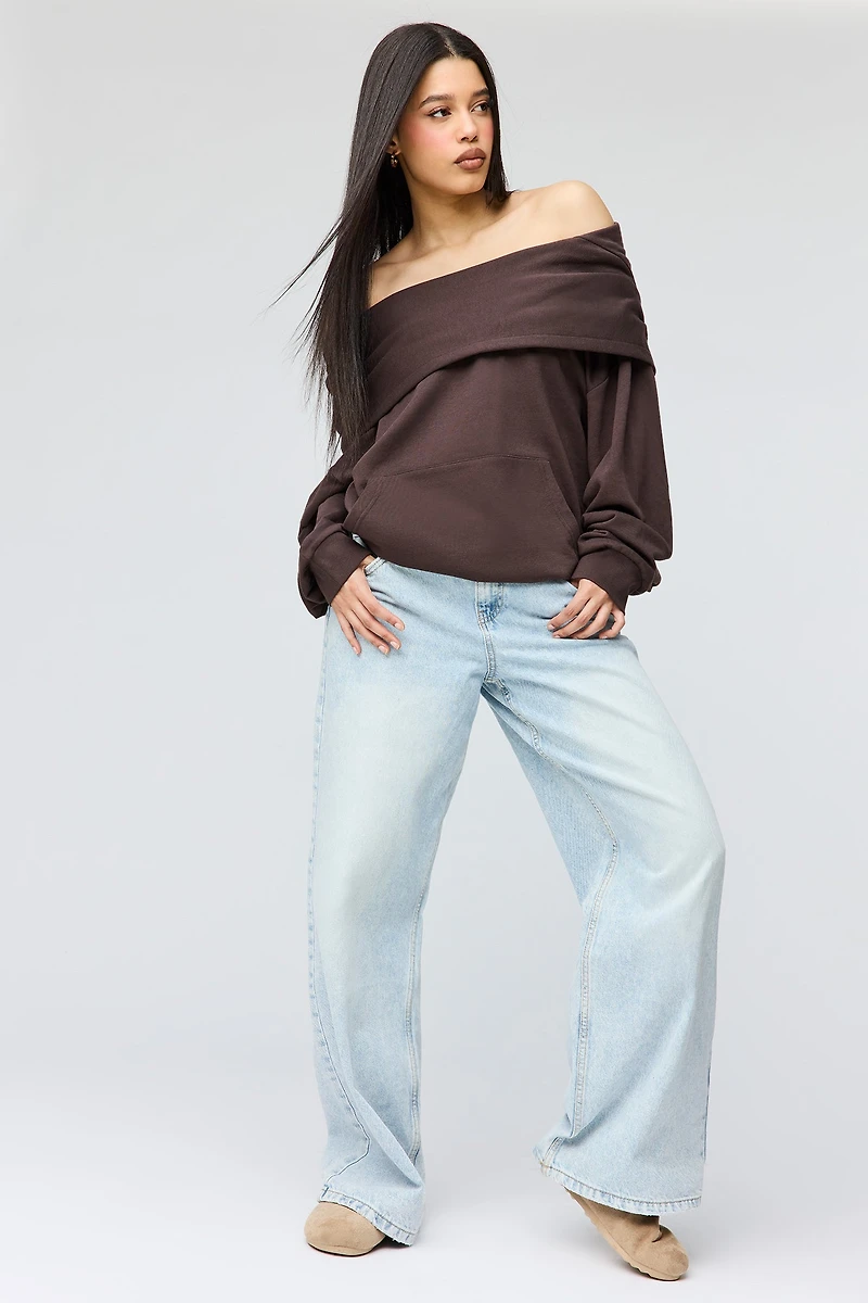 French Terry Multiway Off-Shoulder Hoodie