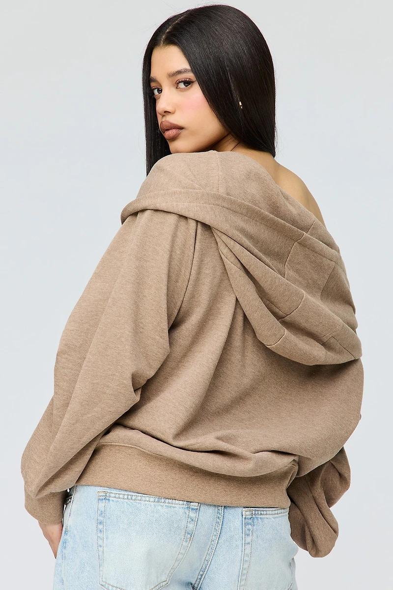 French Terry Multiway Off-Shoulder Hoodie