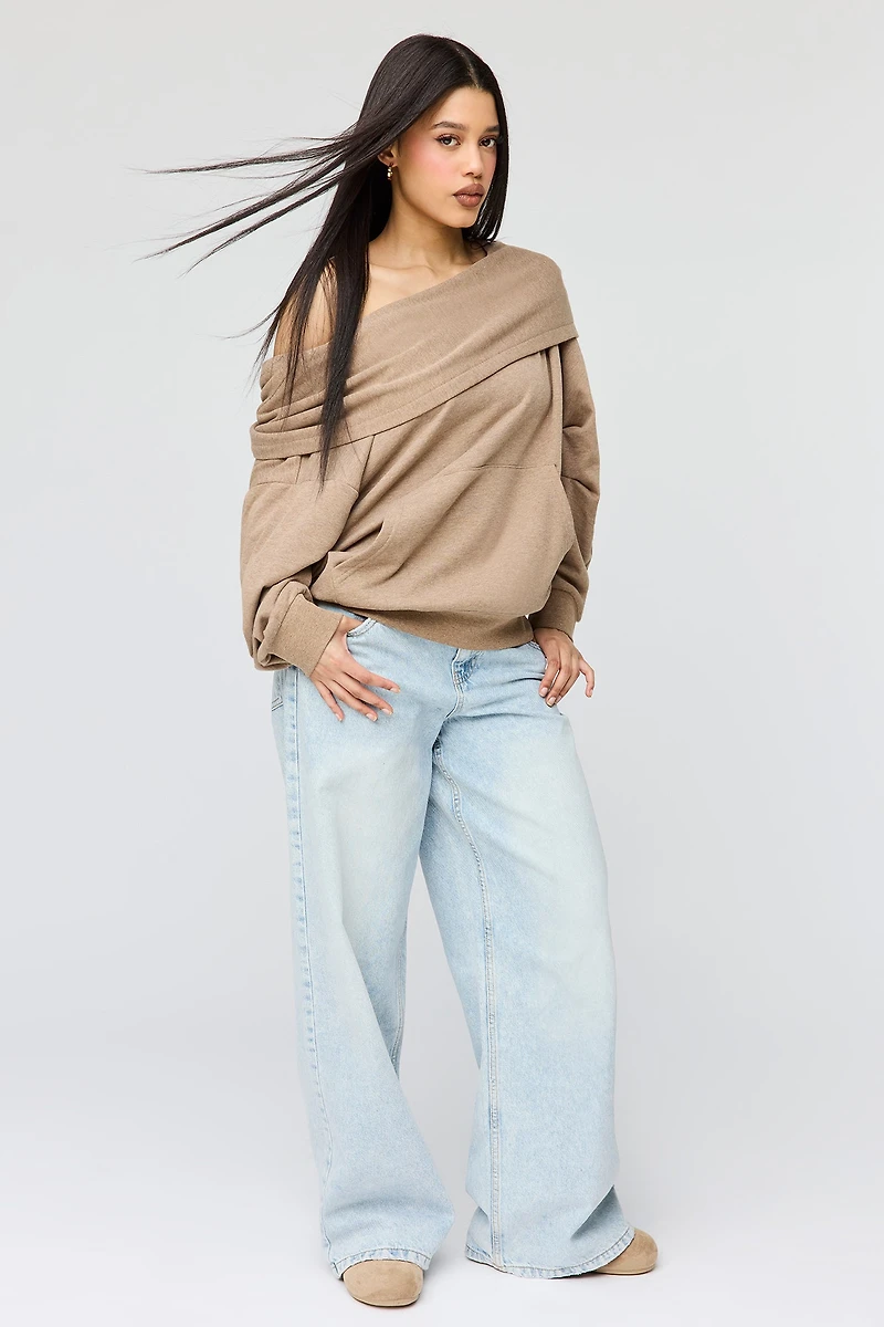French Terry Multiway Off-Shoulder Hoodie