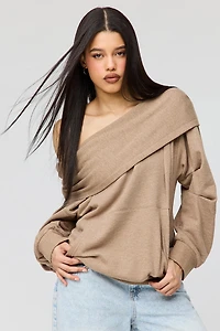 French Terry Multiway Off-Shoulder Hoodie