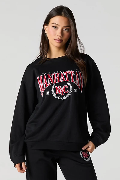 Chandail en molleton avec motif brodé City sergé