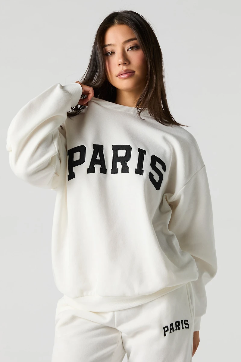 City Twill Embroidered Fleece Sweatshirt
