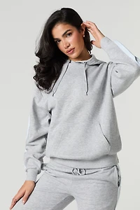 Fleece Striped Sleeve Hoodie