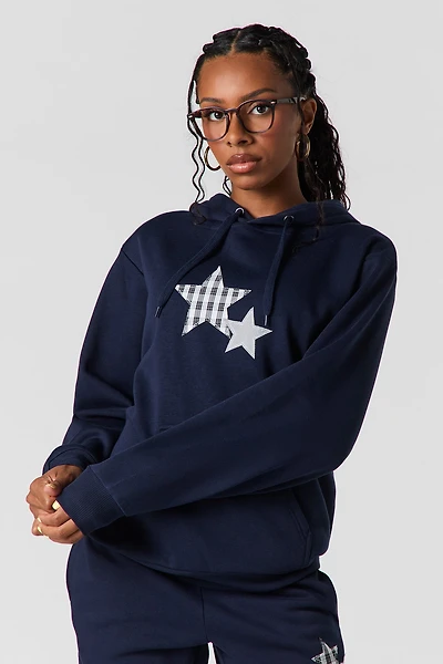 Star Patch Fleece Oversized Hoodie
