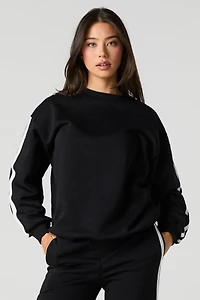 Oversized Stripe Sleeve Fleece Sweater