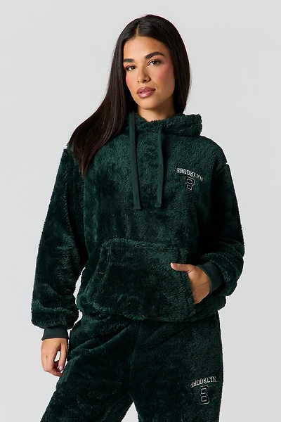 Faux Fur Embroidered Hoodie