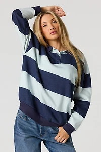 Rugby Embroidered Long Sleeve Fleece Polo