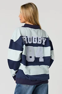 Polo en molleton à manches longues avec motif brodé Rugby